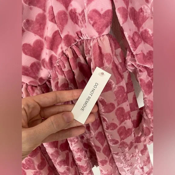For Love And Lemons Pink Heart Pattern Mini Dress - Picture 8 of 14